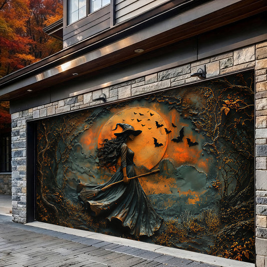 Lorva Witch Garage Door Banner Decoration Rustic Autumn Witch