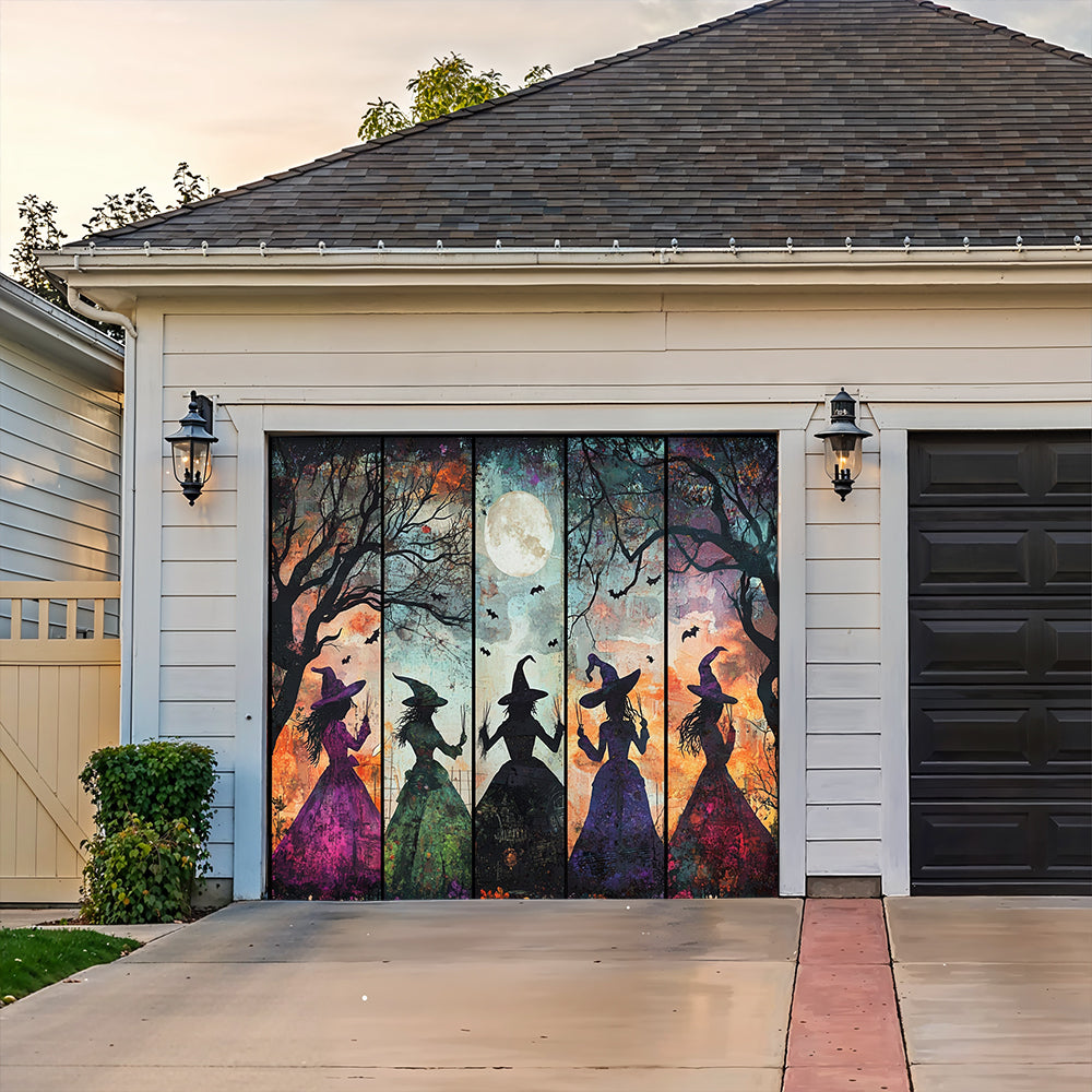 Lorva Halloween Garage Door Banner Decoration Mystic Witches
