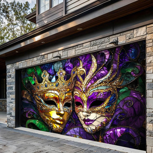 Lorva Mardi Gras Garage Door Banner Decoration King & Queen