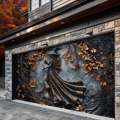 Lorva Witch Garage Door Banner Decoration Charming Autumn Witch