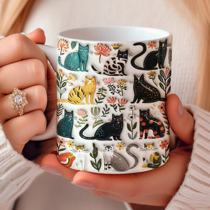 Lorva Mug Puffy Botanical Cats