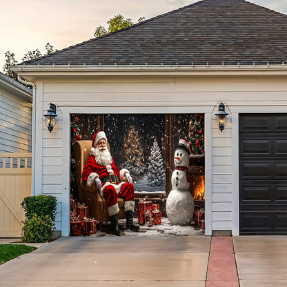 Lorva Christmas Garage Door Banner Decoration Santa’s Cozy Living Room