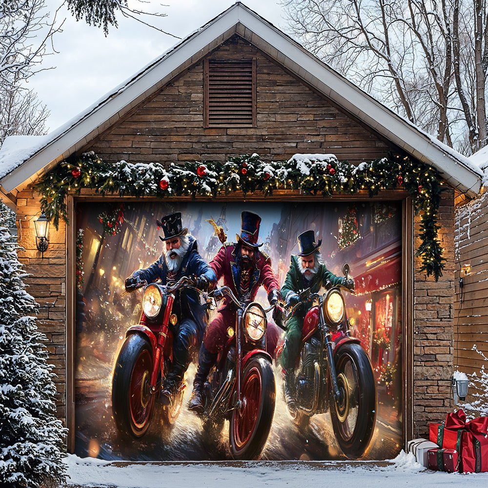 Lorva Christmas Door Banner Decoration Nightmare Nutcracker Motorcycle