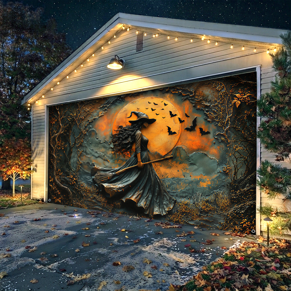 Lorva Witch Garage Door Banner Decoration Rustic Autumn Witch