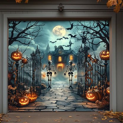 Lorva Halloween Garage Door Banner Decoration Moonlit Haunted Mansion