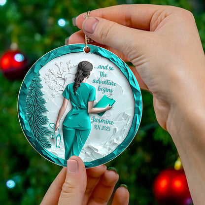 Lorva Nurse 2D Acrylic Ornament Personalized And So The Adventure Begins