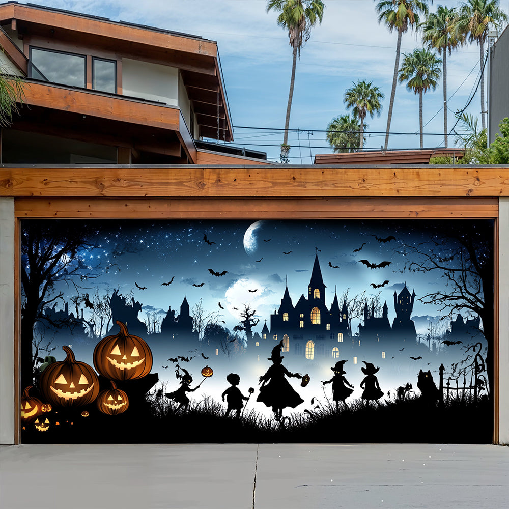 Lorva Halloween Garage Door Banner Decoration Haunted Halloween Village