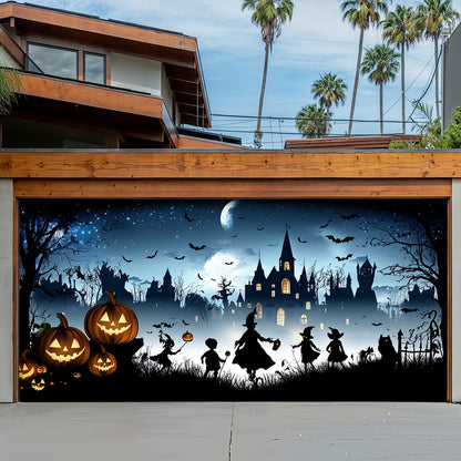 Lorva Halloween Garage Door Banner Decoration Haunted Halloween Village