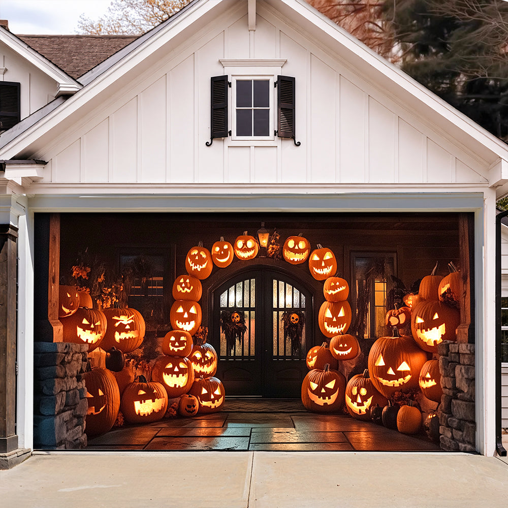 Lorva Halloween Garage Door Banner Decoration The Haunted Pumpkin House
