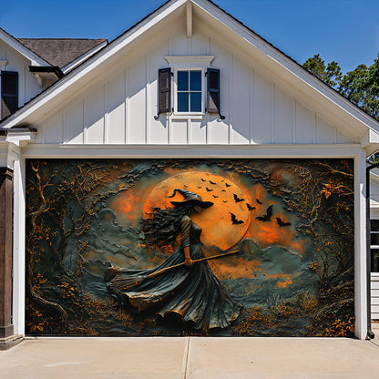 Lorva Witch Garage Door Banner Decoration Rustic Autumn Witch