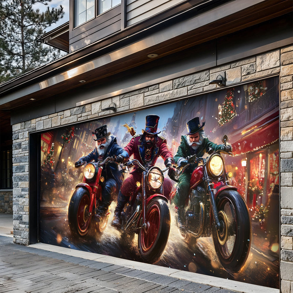 Lorva Christmas Door Banner Decoration Nightmare Nutcracker Motorcycle