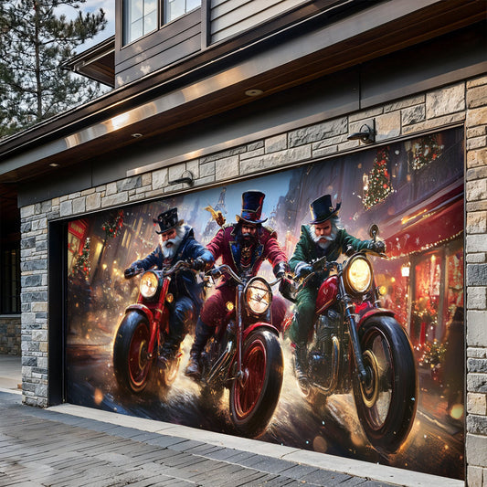 Lorva Christmas Door Banner Decoration Nightmare Nutcracker Motorcycle