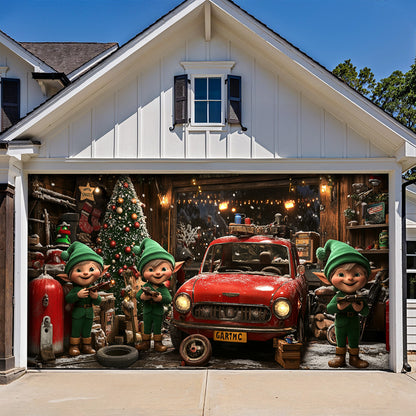 Lorva Christmas Garage Door Banner Decoration Christmas Elves Garage