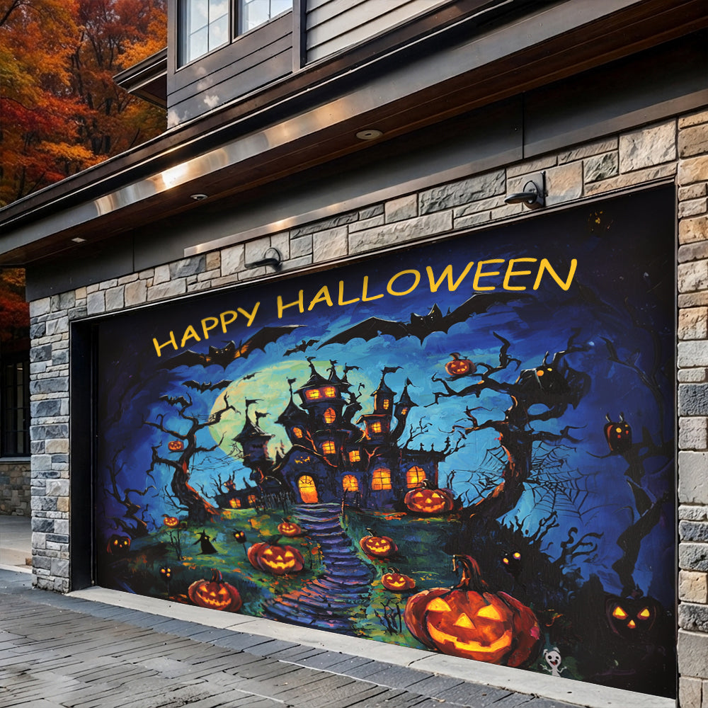 Lorva Happy Halloween Garage Door Banner Decoration