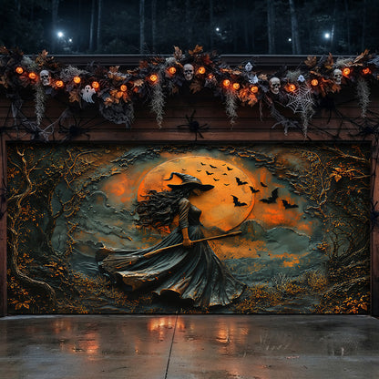 Lorva Witch Garage Door Banner Decoration Rustic Autumn Witch