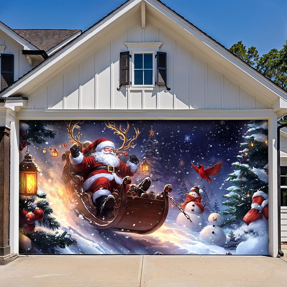 Lorva Christmas Garage Door Banner Decoration Christmas Eve Sleigh Ride