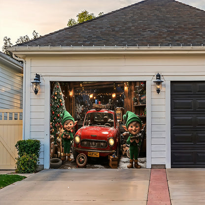 Lorva Christmas Garage Door Banner Decoration Christmas Elves Garage