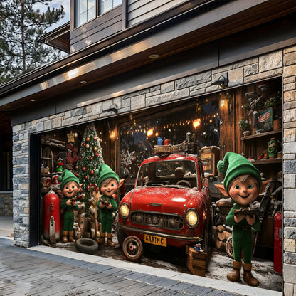 Lorva Christmas Garage Door Banner Decoration Christmas Elves Garage