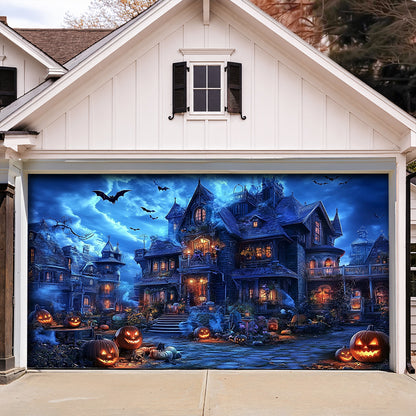 Lorva Halloween Garage Door Banner Decoration Haunted Halloween Estate