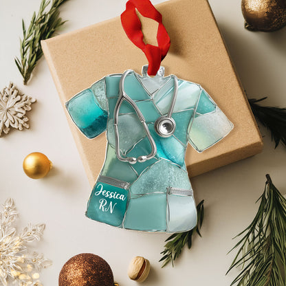 Lorva Personalized Nurse 2D Acrylic Ornament Scrub Shine