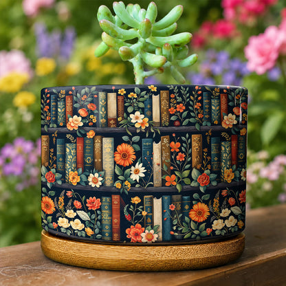 Lorva Ceramic Plant Pot Vintage Floral Bookshelf