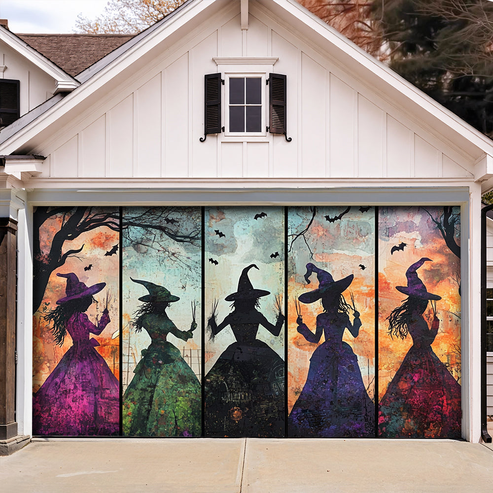Lorva Halloween Garage Door Banner Decoration Mystic Witches