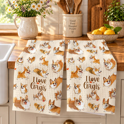 Lorva Corgi Kitchen Towel I Love Corgis