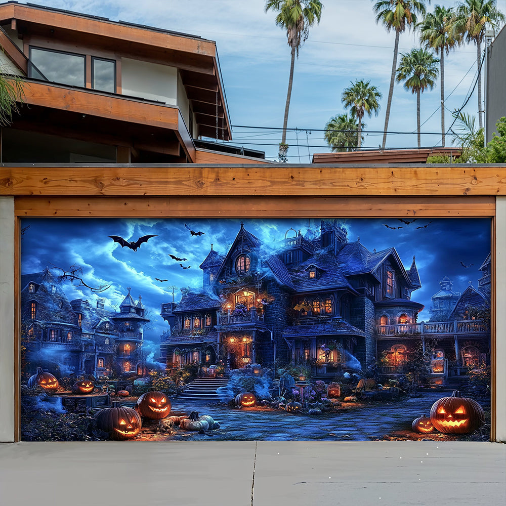 Lorva Halloween Garage Door Banner Decoration Haunted Halloween Estate