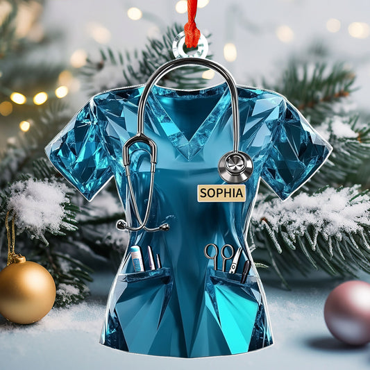 Lorva Nurse 2D Acrylic Ornament Personalized Crystal Scrub