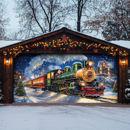 Lorva Christmas Garage Door Banner Decoration Magical Holiday Express Santa’s Train Spreading Cheer