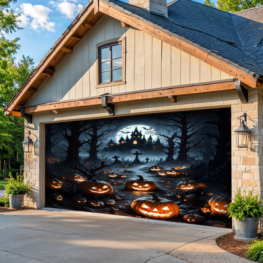 Lorva Garage Door Banner Decoration Halloween Pumpkin Haunted House