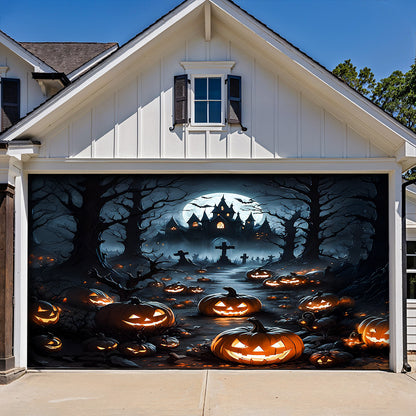 Lorva Garage Door Banner Decoration Halloween Pumpkin Haunted House