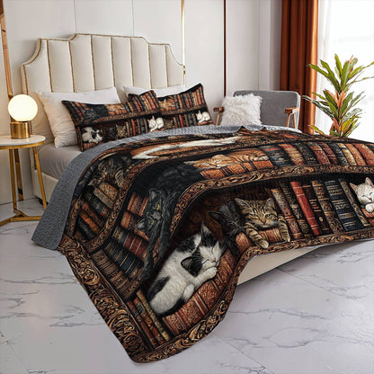 Lorva All Season Quilt 3-Piece Set The Literary Cat Collection