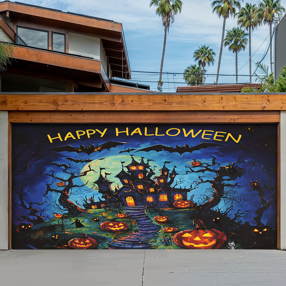 Lorva Happy Halloween Garage Door Banner Decoration