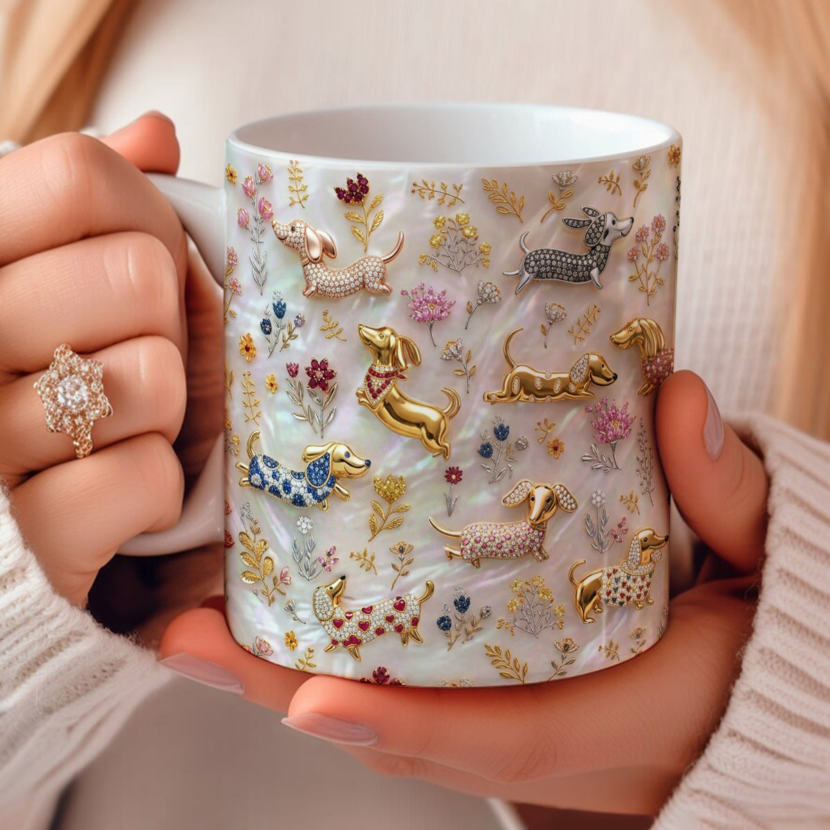 Lorva Dachshund Mug Sparkling Field Flowers