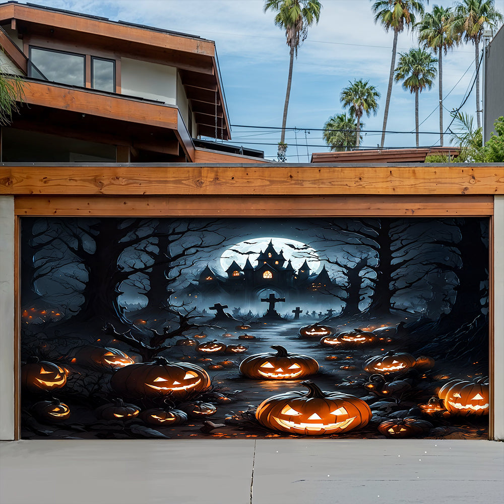 Lorva Garage Door Banner Decoration Halloween Pumpkin Haunted House