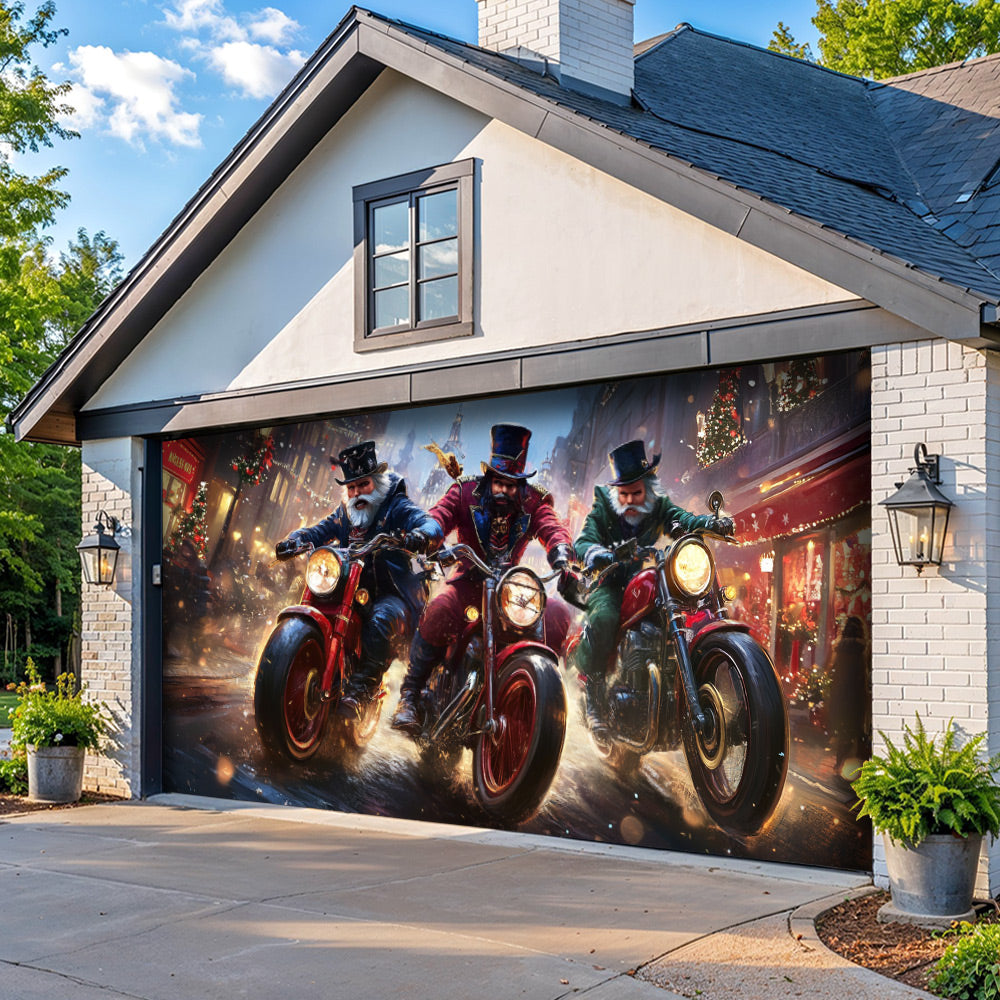 Lorva Christmas Door Banner Decoration Nightmare Nutcracker Motorcycle