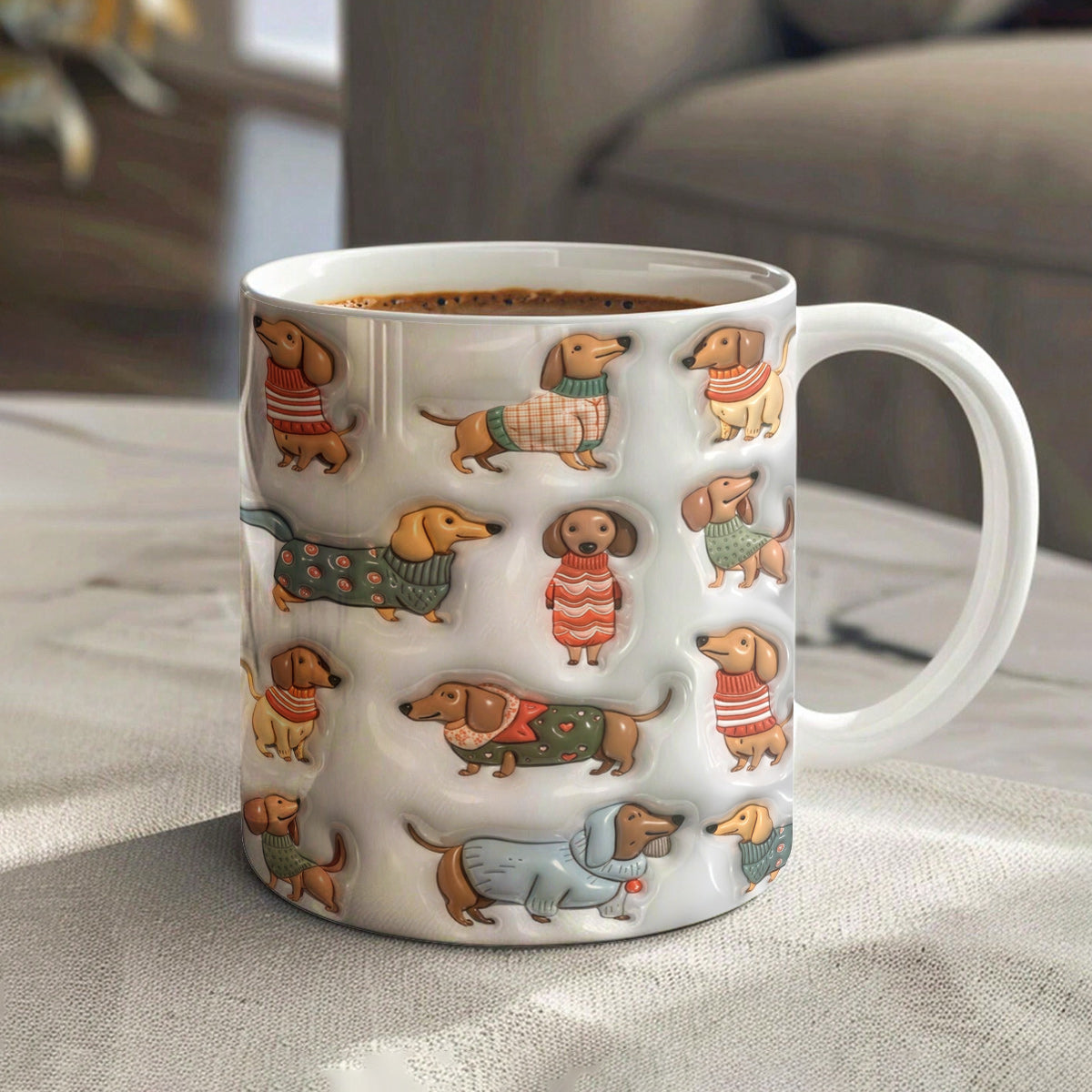 Lorva Flat Print Mug Cute Dachshunds