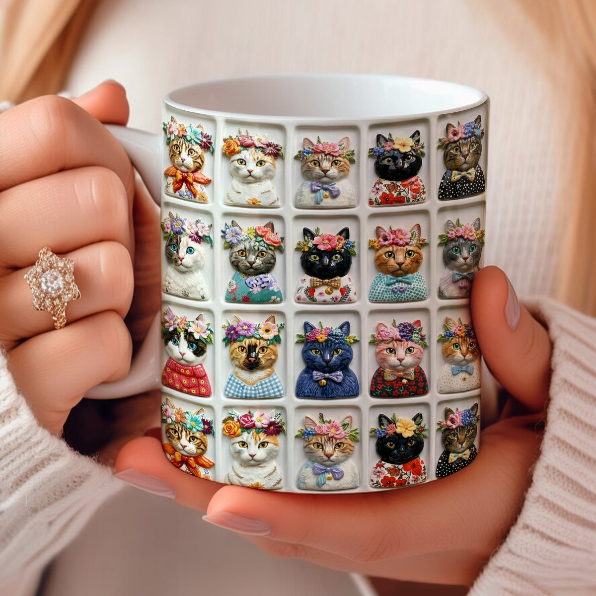 Lorva Mug Beautiful Floral Cats