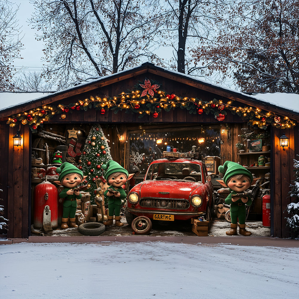 Lorva Christmas Garage Door Banner Decoration Christmas Elves Garage