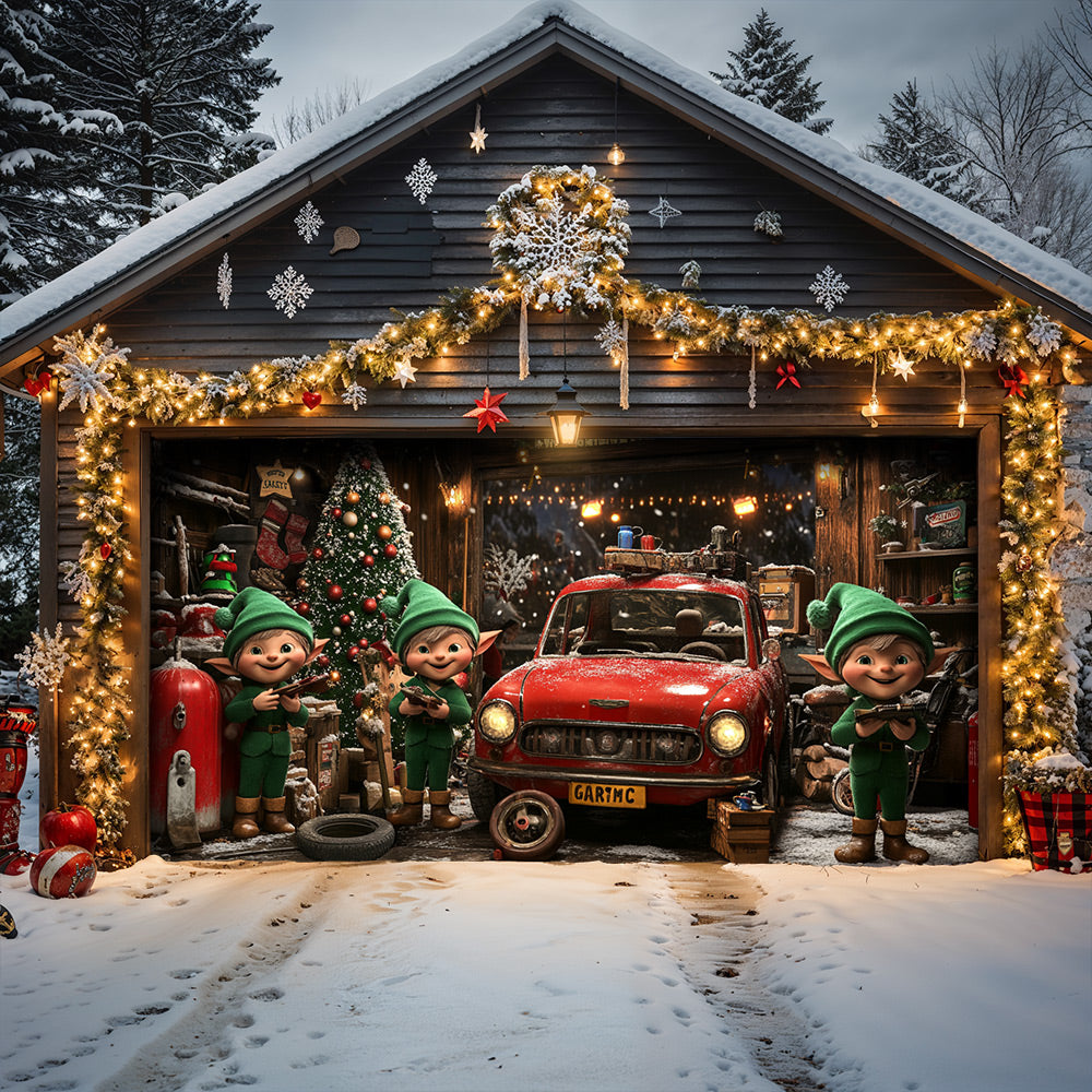 Lorva Christmas Garage Door Banner Decoration Christmas Elves Garage