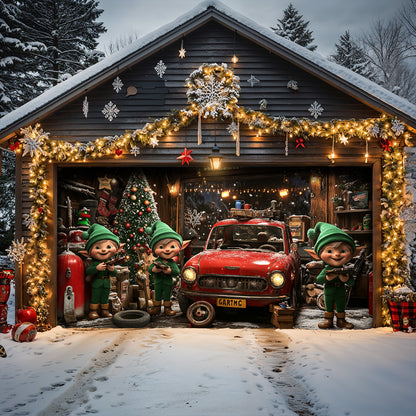 Lorva Christmas Garage Door Banner Decoration Christmas Elves Garage
