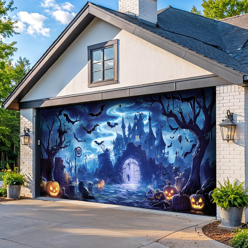 Lorva Halloween Garage Door Banner Decoration Midnight At The Haunted Manor