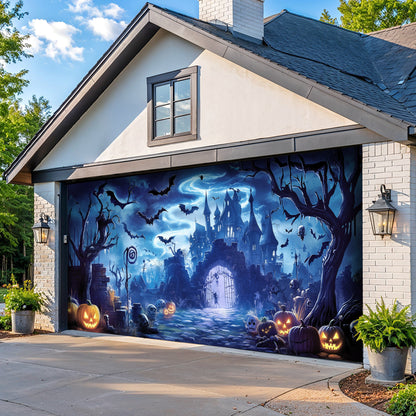 Lorva Halloween Garage Door Banner Decoration Midnight At The Haunted Manor