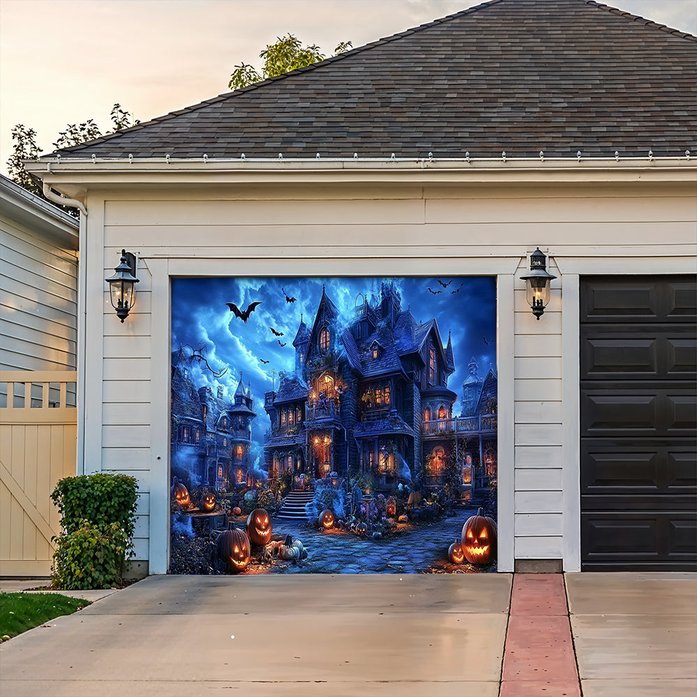 Lorva Halloween Garage Door Banner Decoration Haunted Halloween Estate