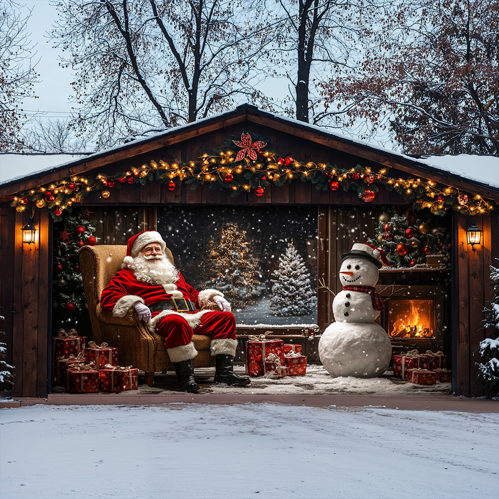 Lorva Christmas Garage Door Banner Decoration Santa’s Cozy Living Room
