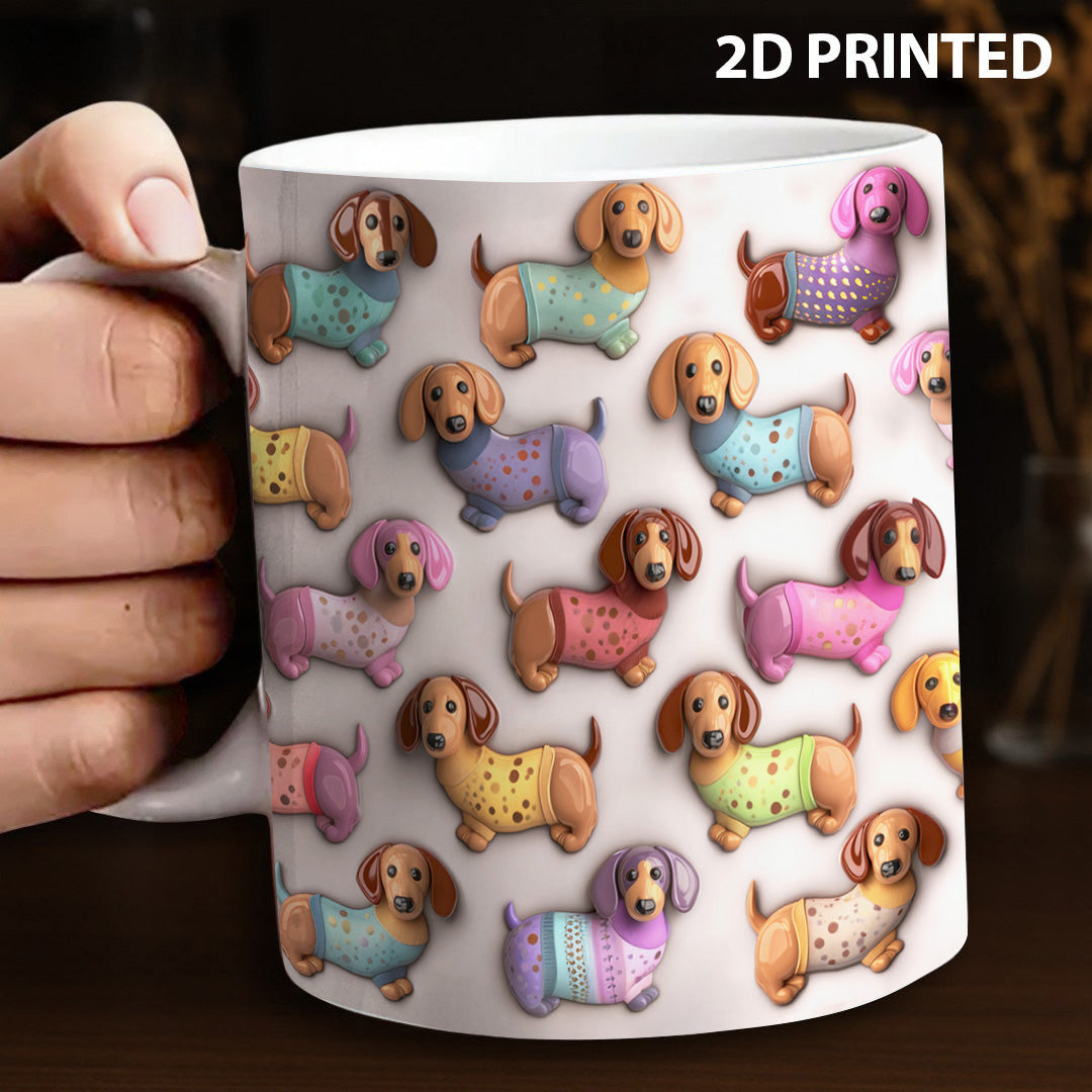 Lorva Flat Print Mug Beautiful Pretty Dachshunds