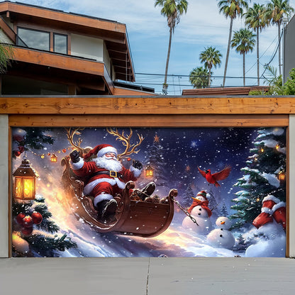 Lorva Christmas Garage Door Banner Decoration Christmas Eve Sleigh Ride