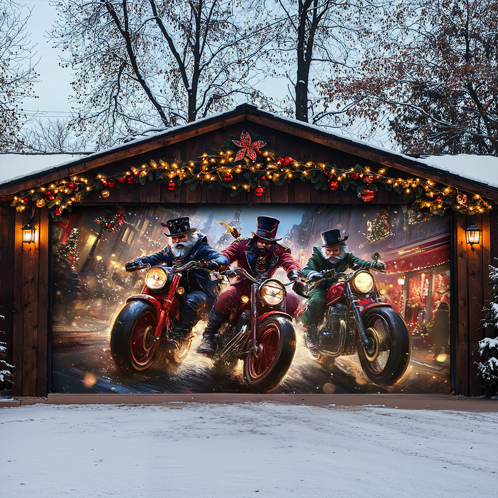 Lorva Christmas Door Banner Decoration Nightmare Nutcracker Motorcycle