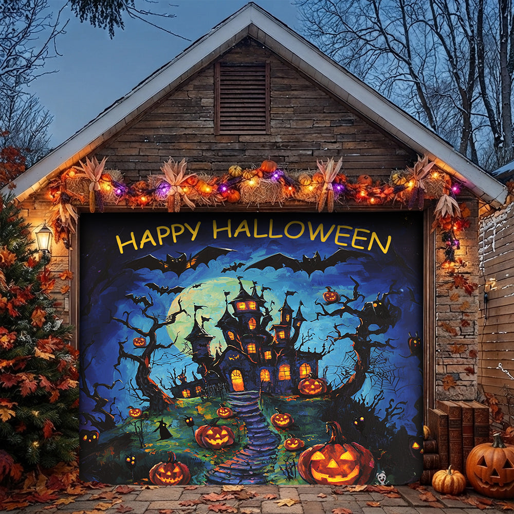 Lorva Happy Halloween Garage Door Banner Decoration